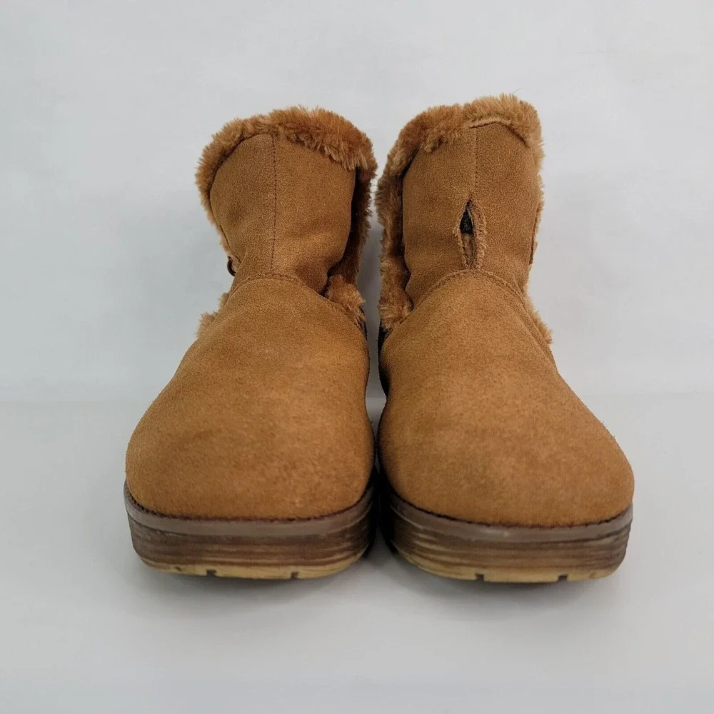 Skechers Ankle Boots Womens 9 Tan‎ Suede Faux Fur Lined 48677
